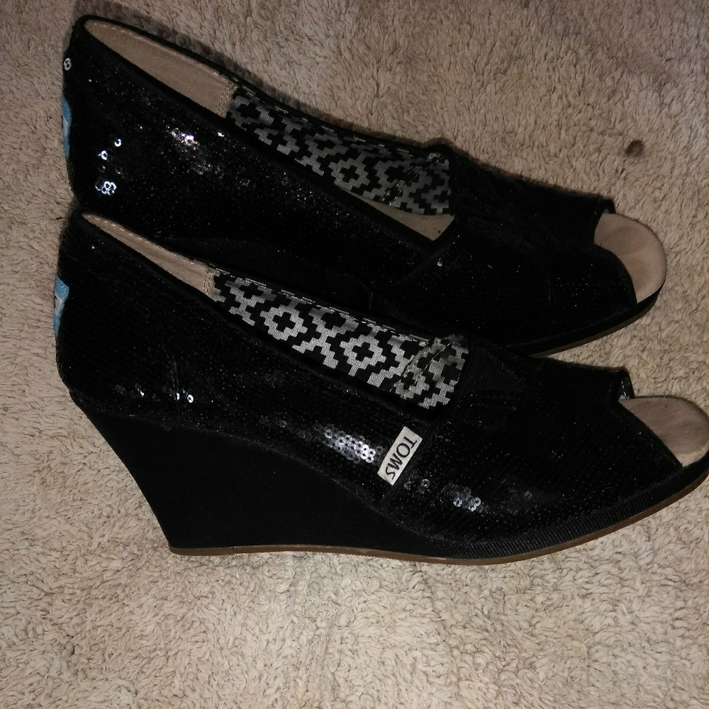 Sequined Toms Wedge Heels